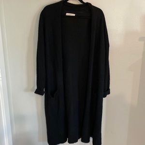 Black long sweater duster